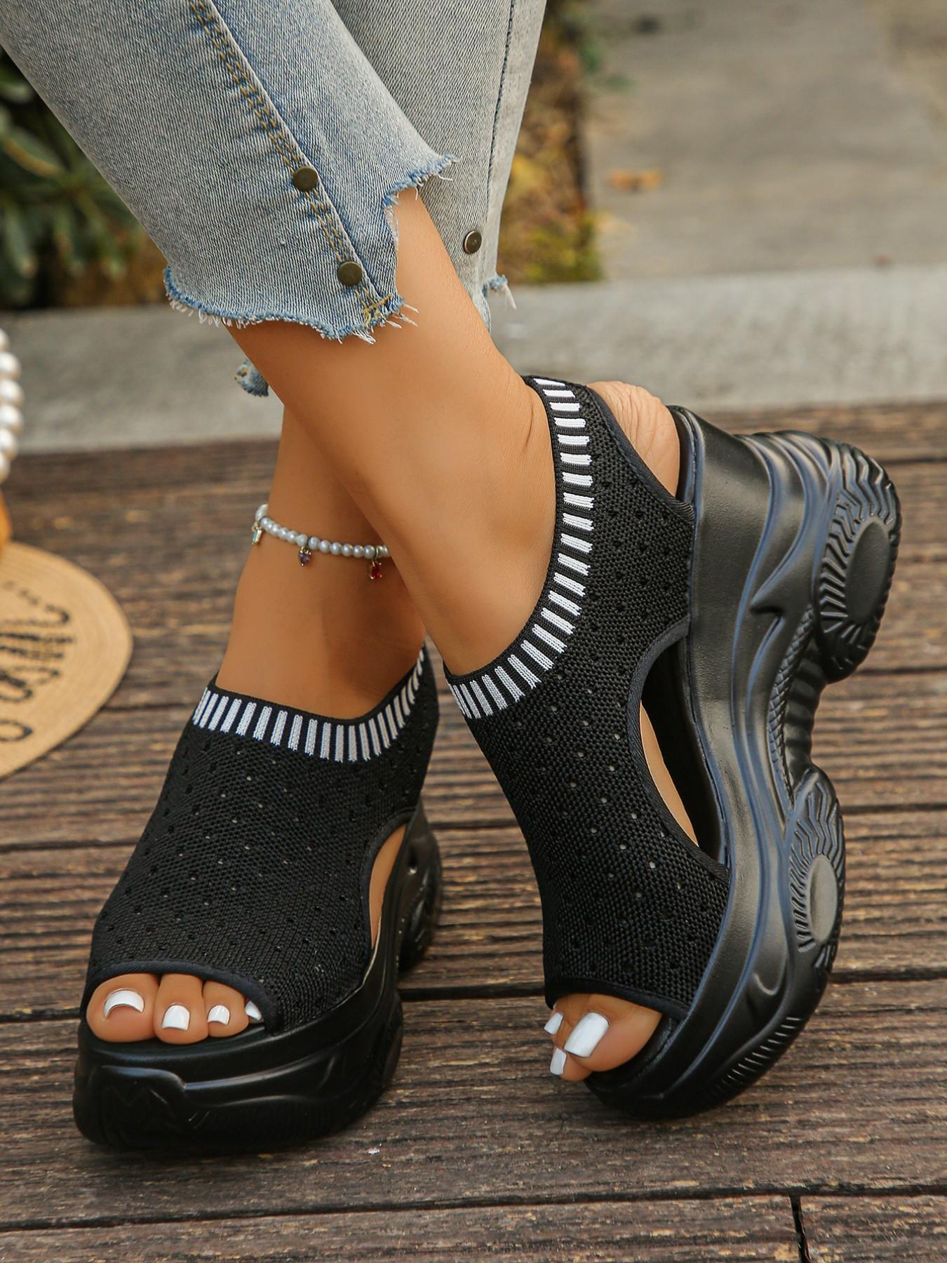 The new women's wedge heel sandals for the summer of 2026, with thick soles and high heels, are fashionable and stylish with a sponge sole. The fusion of fashion and comfort makes you the focus of summer. Fashionable Heeled Sandals