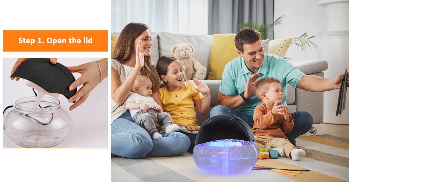 Humidifiers for Bedroom, 1000ml Humidifier for Baby Nursery, 32dB Quiet,USB Plug,Top Fill Humidifier for Large Room, Home, Plants, Nightlight(Oil Diffuser 4 Pack)