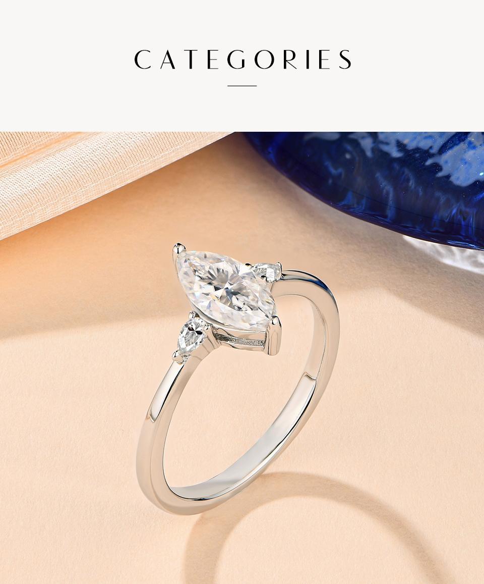Marquise Synthetic Moissanite Ring  1CT D Color VVS1 for Women Anniversary Fine Jewelry Engagement Wedding  R058 SpringStatements