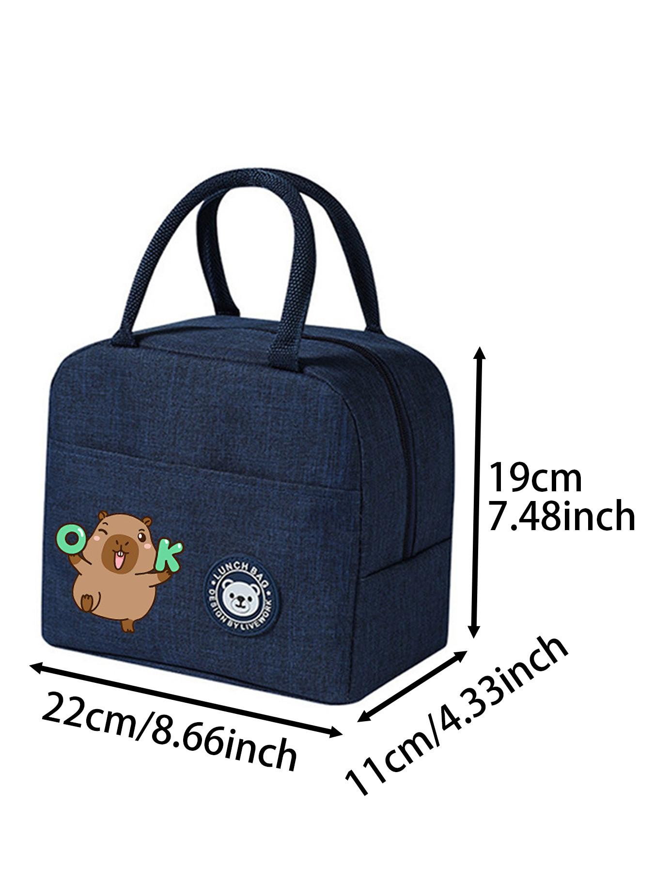 1Pc Capybara Portable Insulated Lunch Bag Thermal Bento Bag Lunch Box Tote Bag For Work School