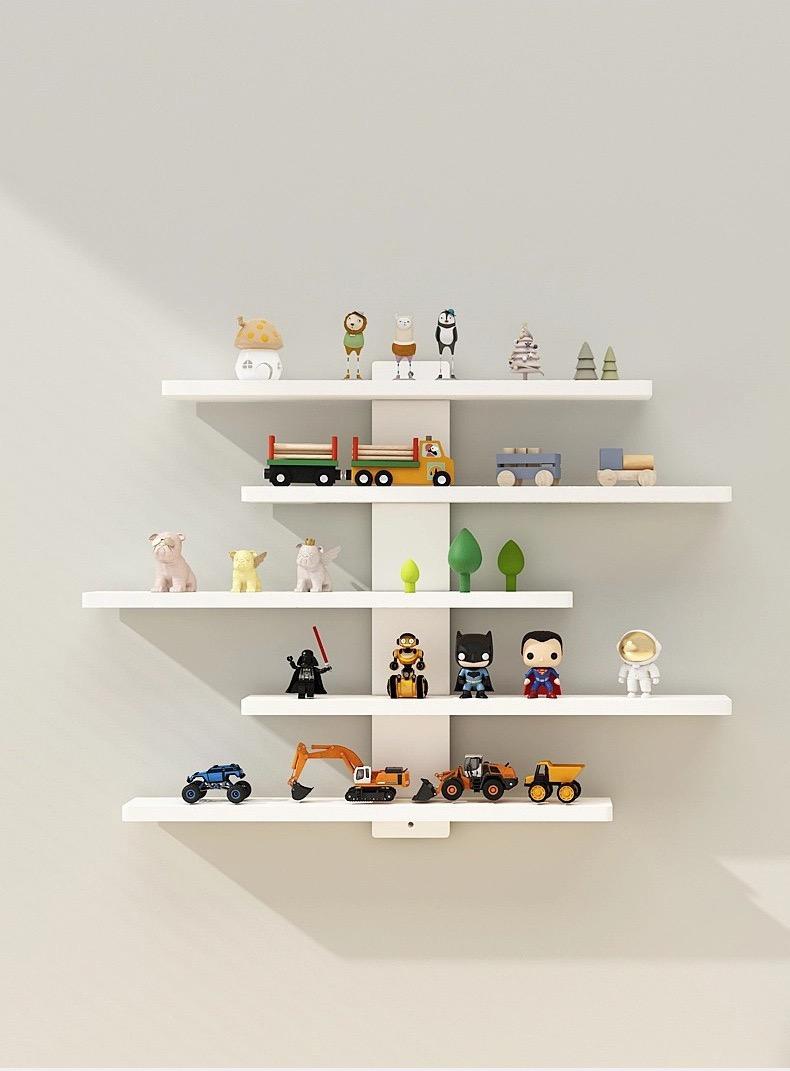 Adjustable Wall-Mounted Display Shelf, Five-Tier Design, Modern Home Decor Storage Rack, Suitable for Figurines, Dolls, Statues, Toys