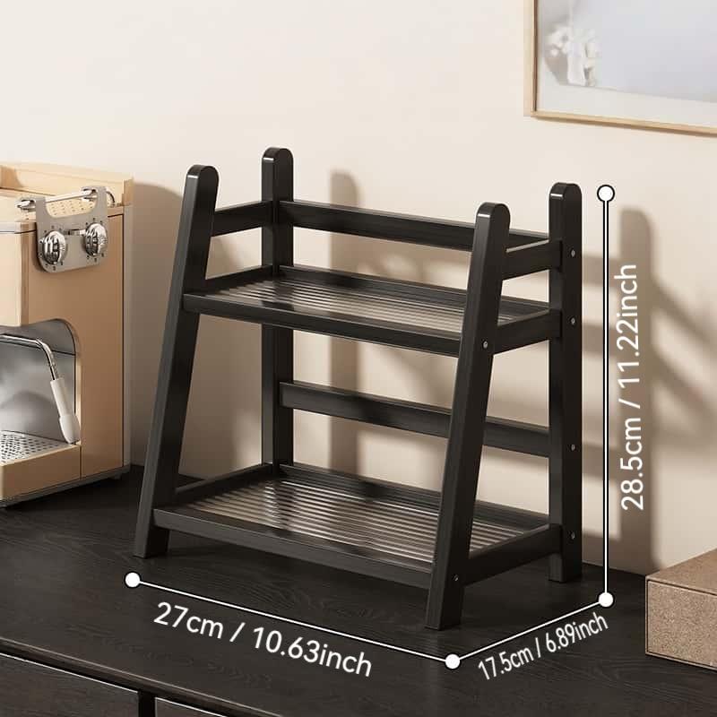 Double Layer Storage Rack, Cup Holder, Mug Organizer, Kitchen and Living Room Use, Small Desktop Shelf, Durable Wooden Material, Space Saving Design, Display Shelf