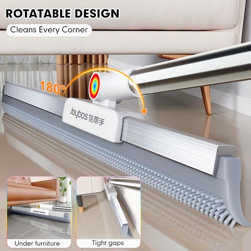 Heavy Duty Floor Broom Pet Hair Remover with Non Stick Brush Extended Design for Hardwood Tile Carpet Glass Perfect for Bathroom Kitchen Living Room Ergonomic Handle