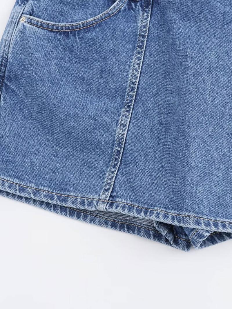 Women High Waist Mini JeanSkirts Skorts Blue Side Button Detail, Pocket Accents & Relaxed Fit Y2K Summer Casual Fashion Trends Women's Bottoms for Daily Looks, Beach Outfits, Boho Casual Skirts