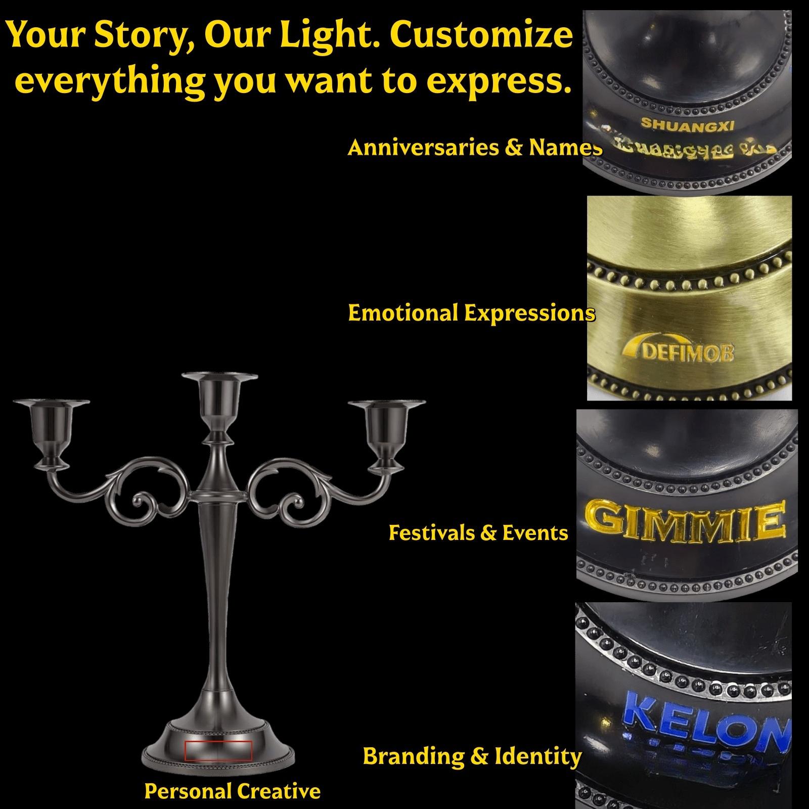 Dandat Black 3-Arm Candlestick | Gothic Metal Taper Candle Holder Modern Industrial Style Centerpiece for Home, Kitchen, Wedding, Anniversary & Hotel Decor