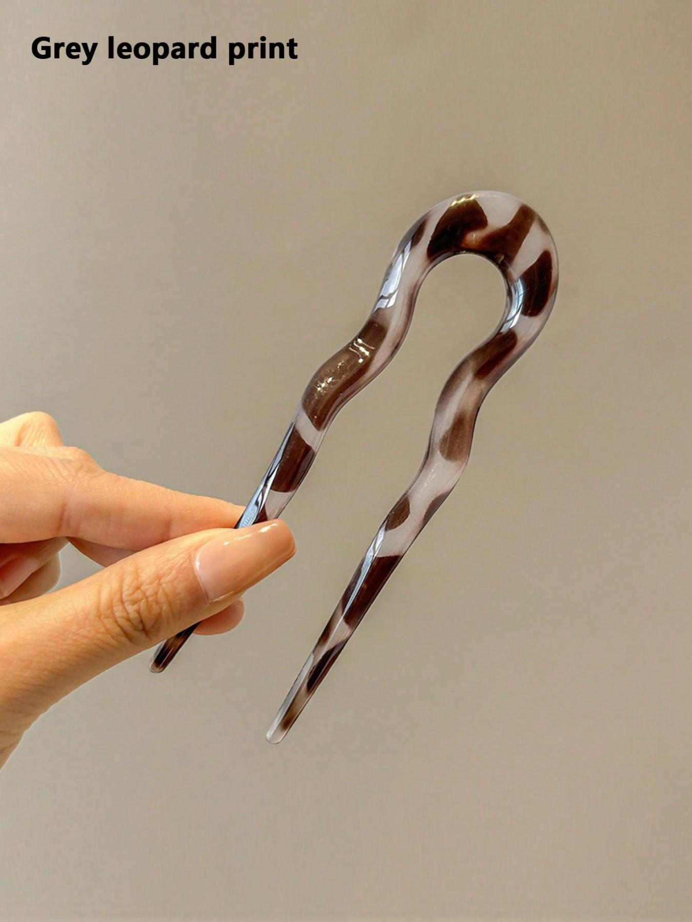 French Twist Spin Hair Forks, U-Shaped Wavy Hair Clips, Suitable For Spiral Buns, Tortoiseshell, Fashionable Flexible & Durable Women Hair Accessories