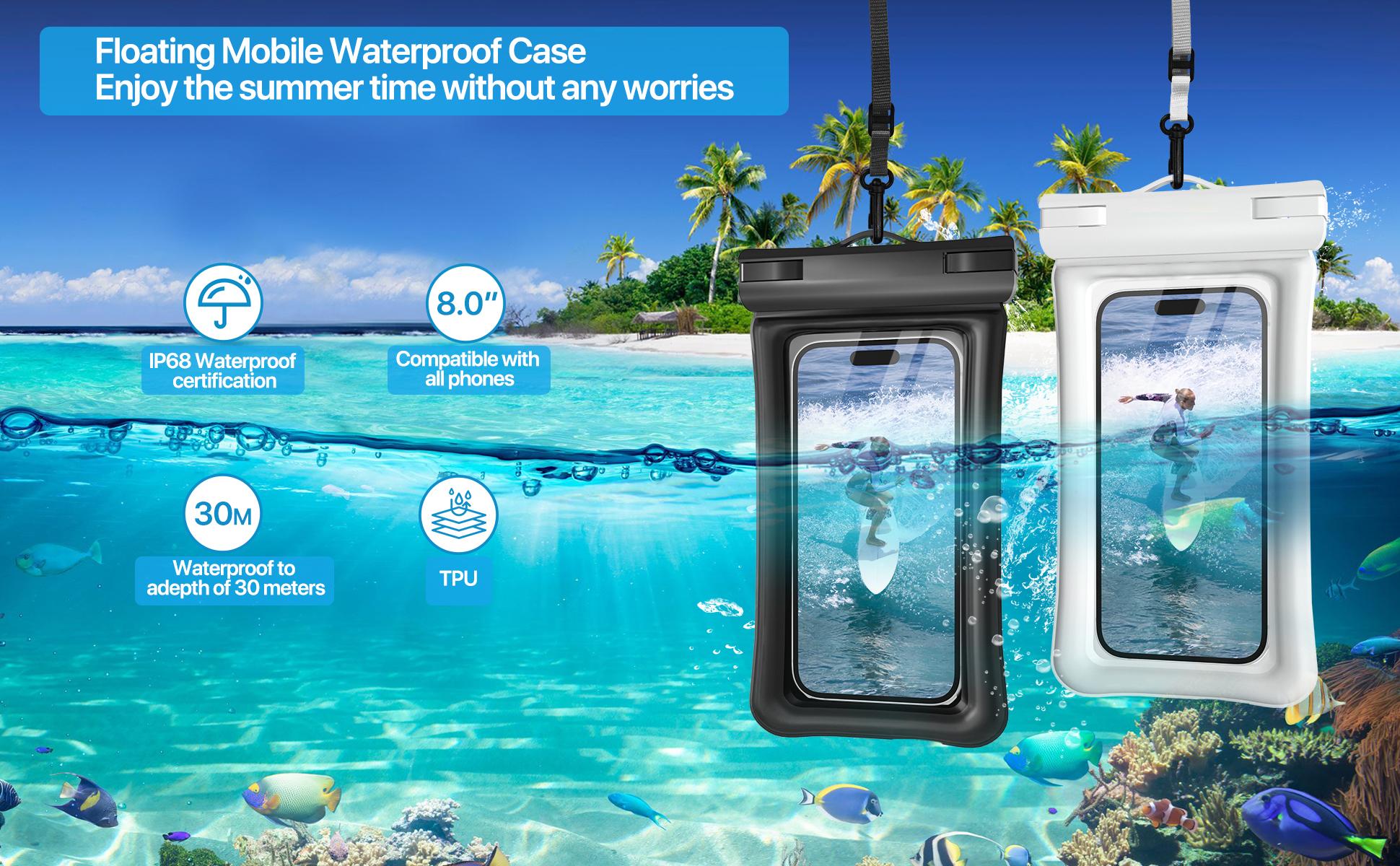 Waterproof Phone Pouch, 2 Counts Clear Waterproof Cell Phone Case Lanyard, IPX8 Certified & Floatable Design for Iphone 15 Pro Max Plus Galaxy S22 S23 Up To 7", Essential Dry Bag for Beach Cruise Ship Outdoor Swimming Diving, Travel Bag Tools