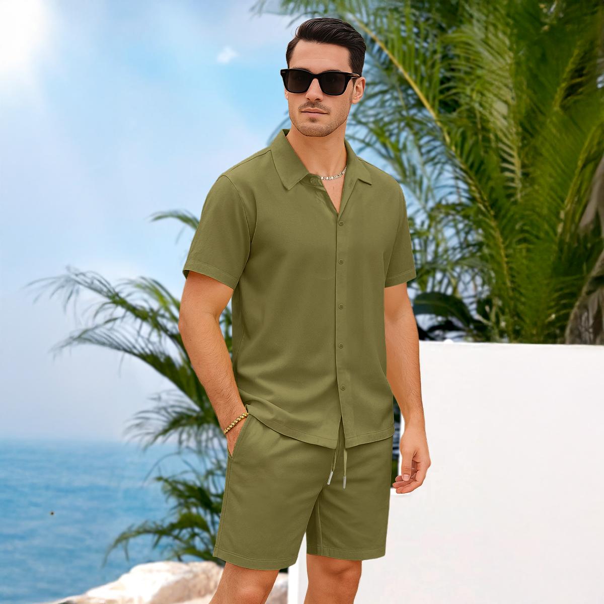 GINGTTO Men's Short Sets Summer Beach Outfits Men's 2 Piece Set Casual Short Sleeve Shirts and Shorts Vacation Sets Clothes Suits Tropical Fathersdaygift