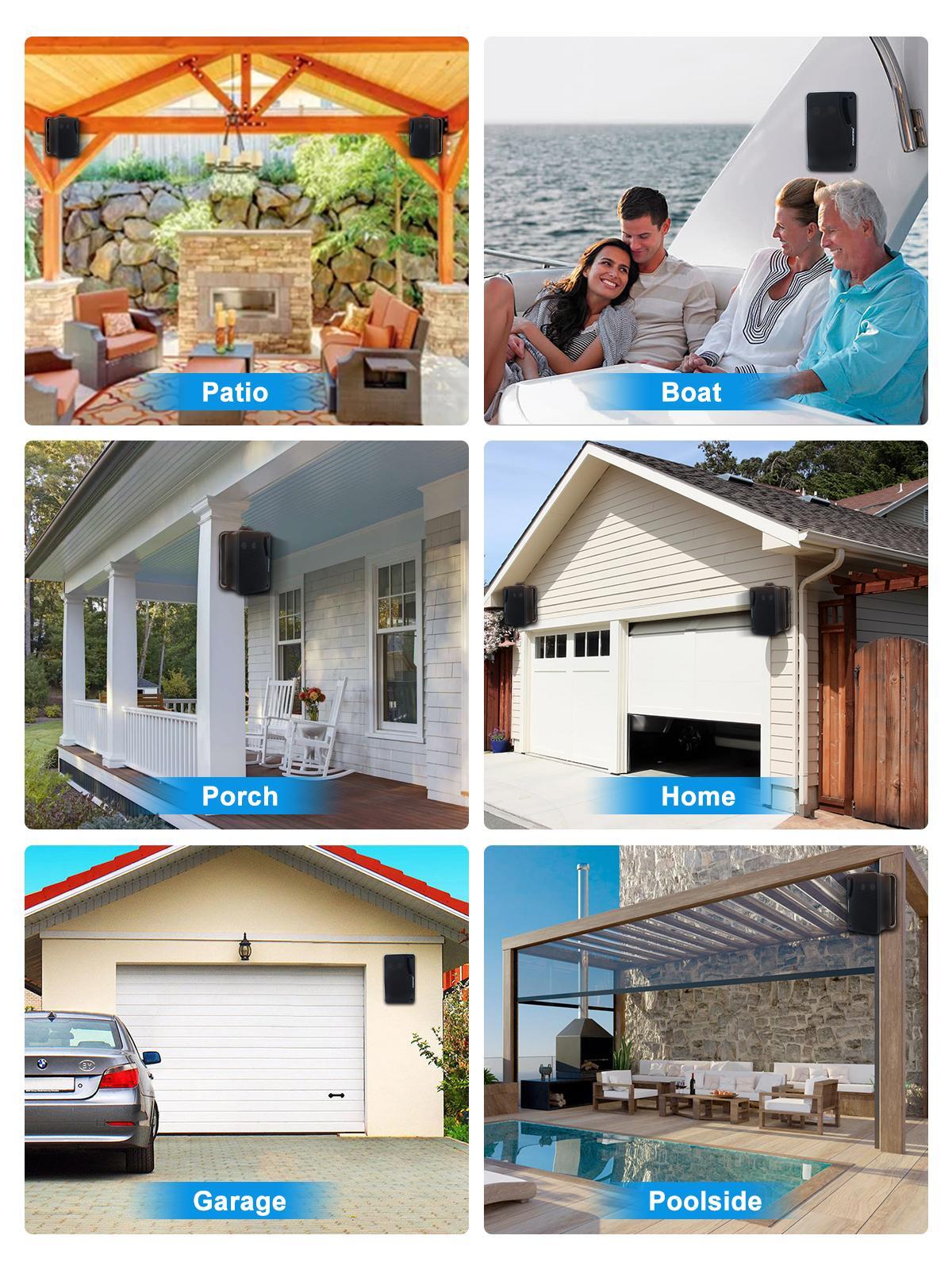 Herdio 3.5-inch Outdoor Bluetooth Speakers, Unpowered Wired Waterproof, 200 Watts, Built-in Amplifier. (Black/White Pair)