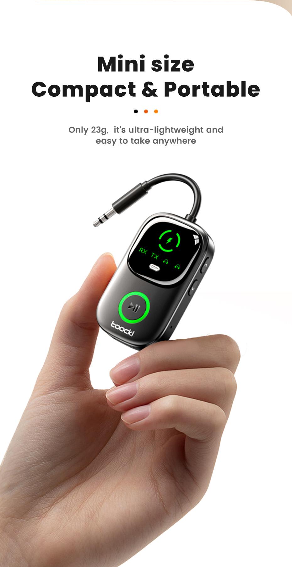 Toocki Bluetooth 5.4 Audio Reciever Transmitter RT/TX 2 In 1 3.5mm AUX Dual Device Adapter for TV Earphones Cars Airplane Car LED Display 3.5mm Jack AUX Bluetooth Dongle Toocki Bluetooth 5.4 Audio Reciever Transmitter RT/TX 2 In 1 3.5mm AUX Dual Device Adapter for TV Earphones Cars Airplane Car LED Display 3.5mm Jack AUX Bluetooth Dongle