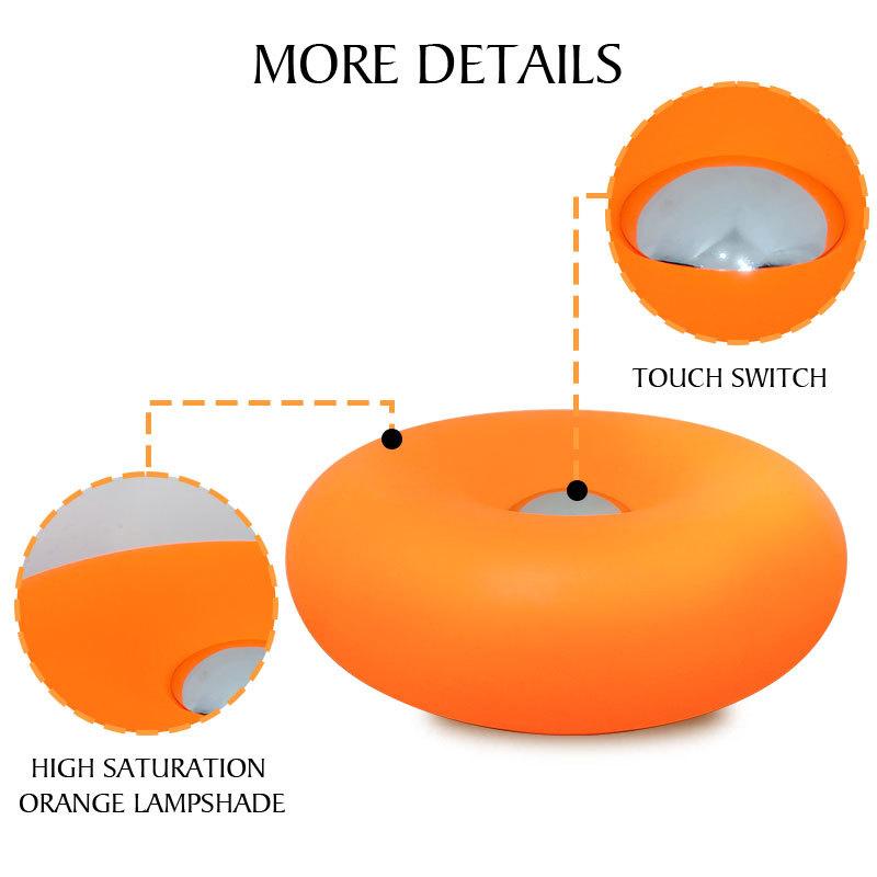 Modern Donut Table Light, LED Bedside Desk Light, USB Rechargeable Touch Switch, Three-Tone Dimming Ambiance, Durable Plastic Shade