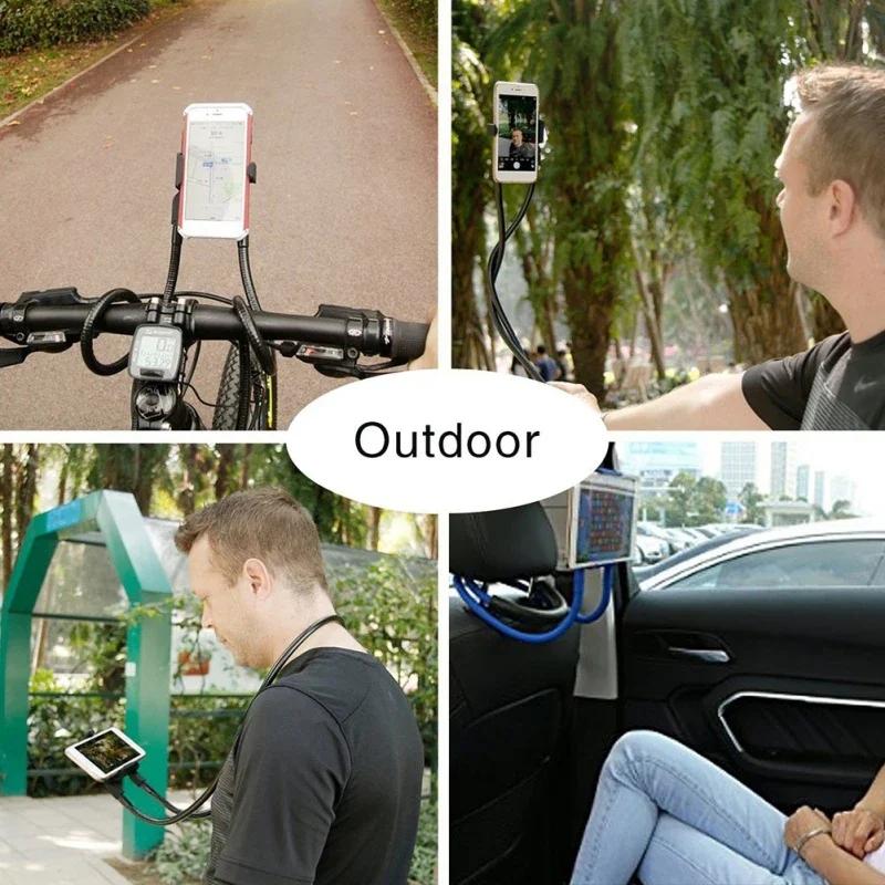 Adjustable height phone holder, neck mount, lazy phone holder accessory, 360-degree adjustable phone holder
