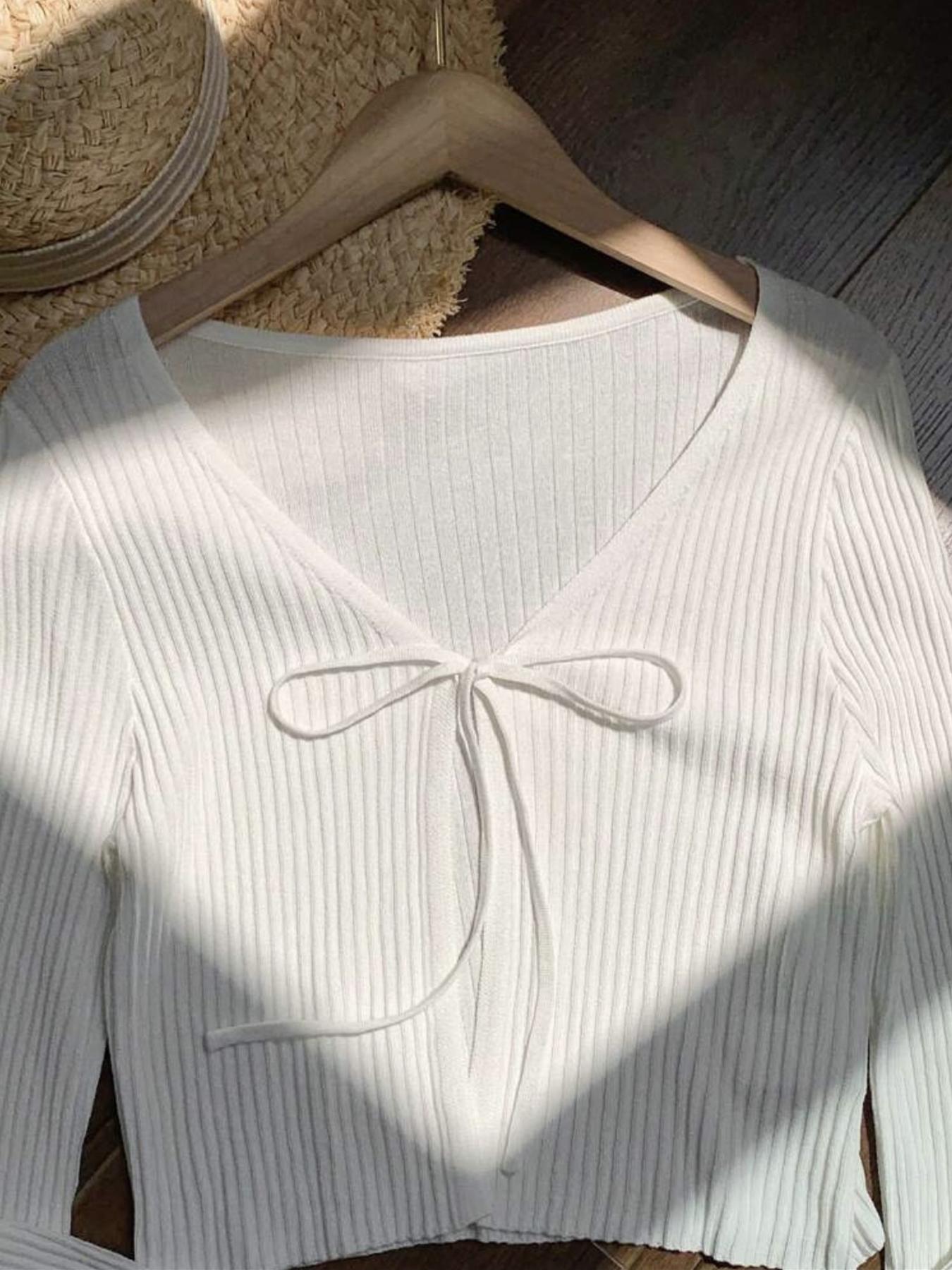 Women's Casual Spring Summer Knit Sweater Cardigan with Tie Front, Loose-Fitting Plain Open Front Jacket for Chic Style and Versatile Wear