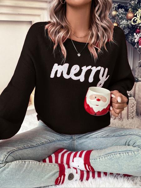WOMEN'S RED PULLOVER SWEATER, CHRISTMAS FALL/WINTER 2025 OUTFIT, ROUND NECK CASUAL CUTE PULLOVER SWEATER FOR WOMEN, SUITABLE FOR DAILY OUTINGS, PARTIES,  LADIES CHRISTMAS AUTUMN-WINTER CLOTHES