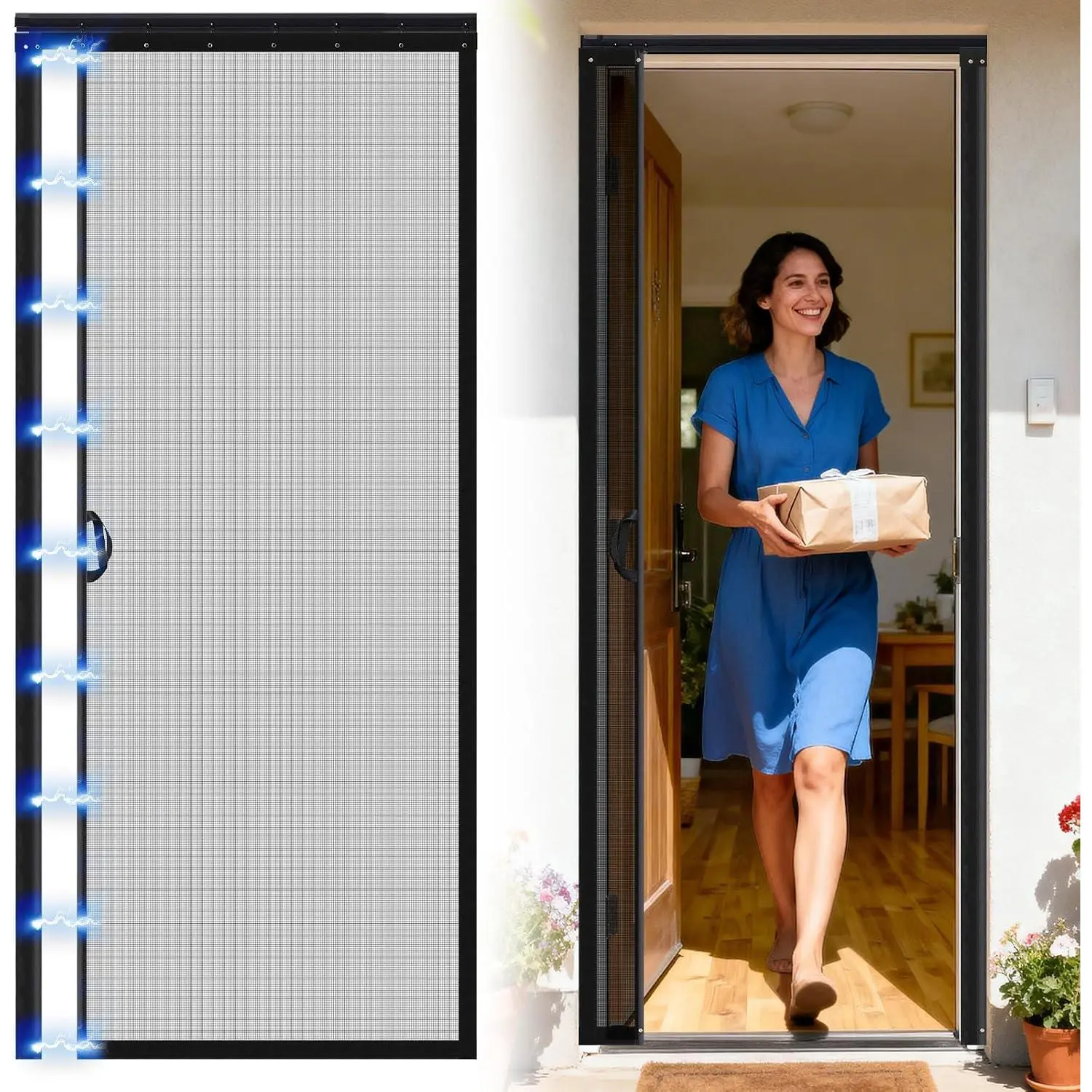 Retractable Screen Door with Track Fits Door Size 36" x 96"