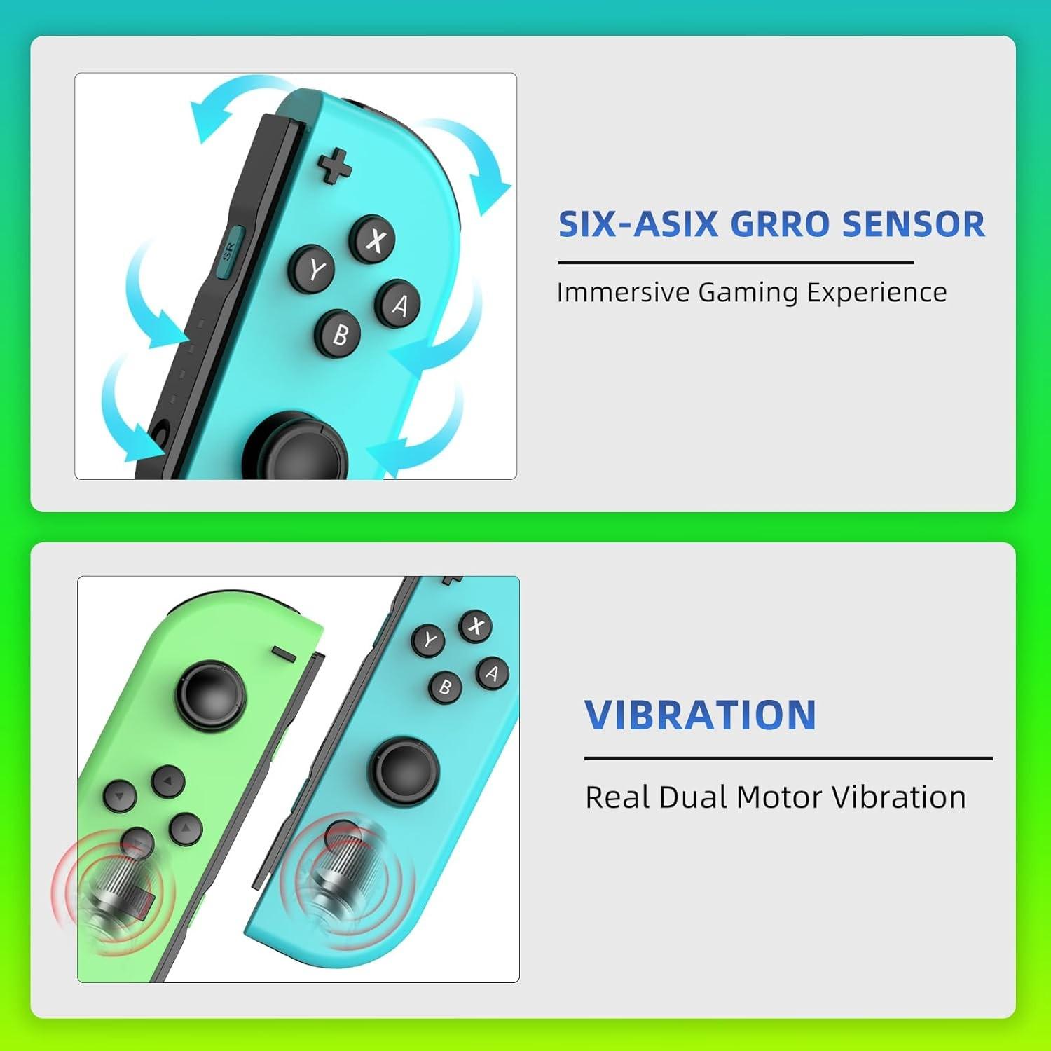 Wireless Controller for Game Handheld, Compatible with Switch Lite Oled, Dual Vibration Function, Cool Replacement Accessory, Game Pad