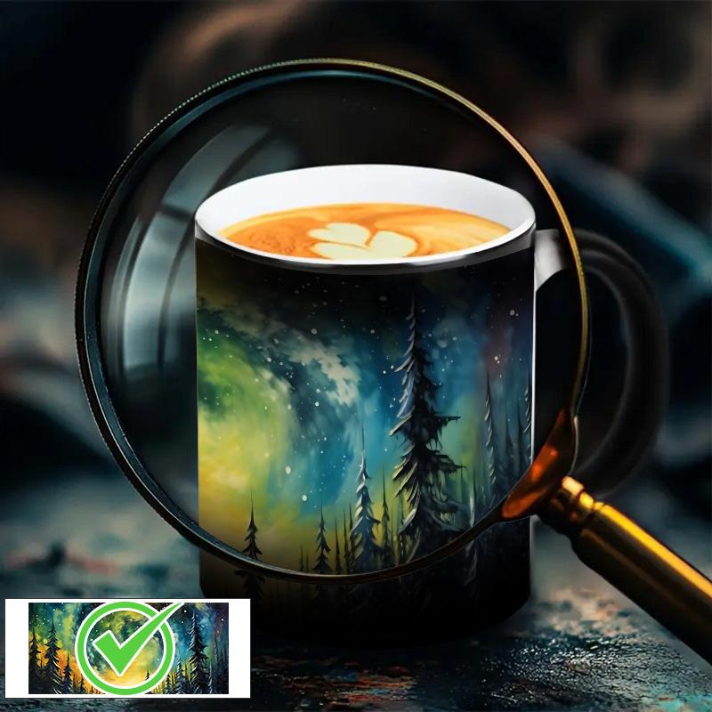 1pc Northern Lights Ceramic Coffee Mug - Color Changing Aurora Borealis Design for Hot and Cold Drinks Ceramic Mugs, Home, Office or Gift Use, Office Drinkware | Vivid Pattern | Unique Color Changing Function, Best Gift