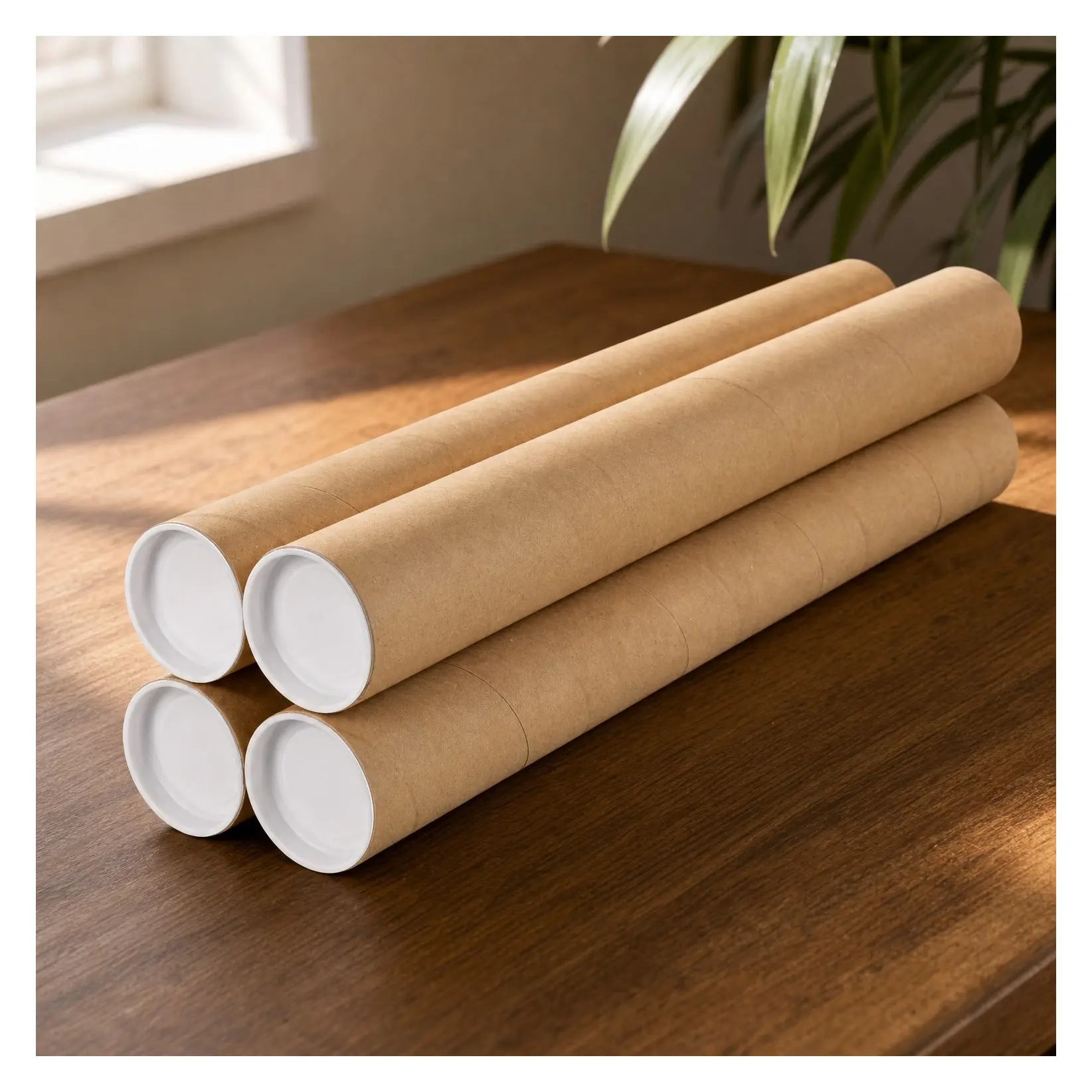 2" x 20" Made in USA Kraft Paper Mailing Tubes (4 Tubes, 8 Caps) | USPS Approved Cardboard Shipping & Storage Tubes for Posters, Prints, Artwork, DocumentsGift