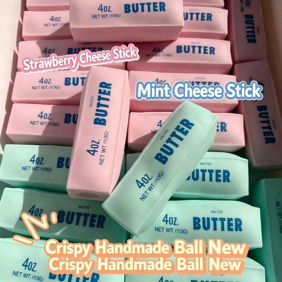 Crunchy Sound Butter Bar Squishy Toy, Kawaii Tpr Fidget, Soft Squeeze Fidget Toy Sensory Play Toy Portable Stress Relief Decompression Toy Cute Desk Relax Toy Gift For Teens Adults Handmade Ball Crispy Squishy