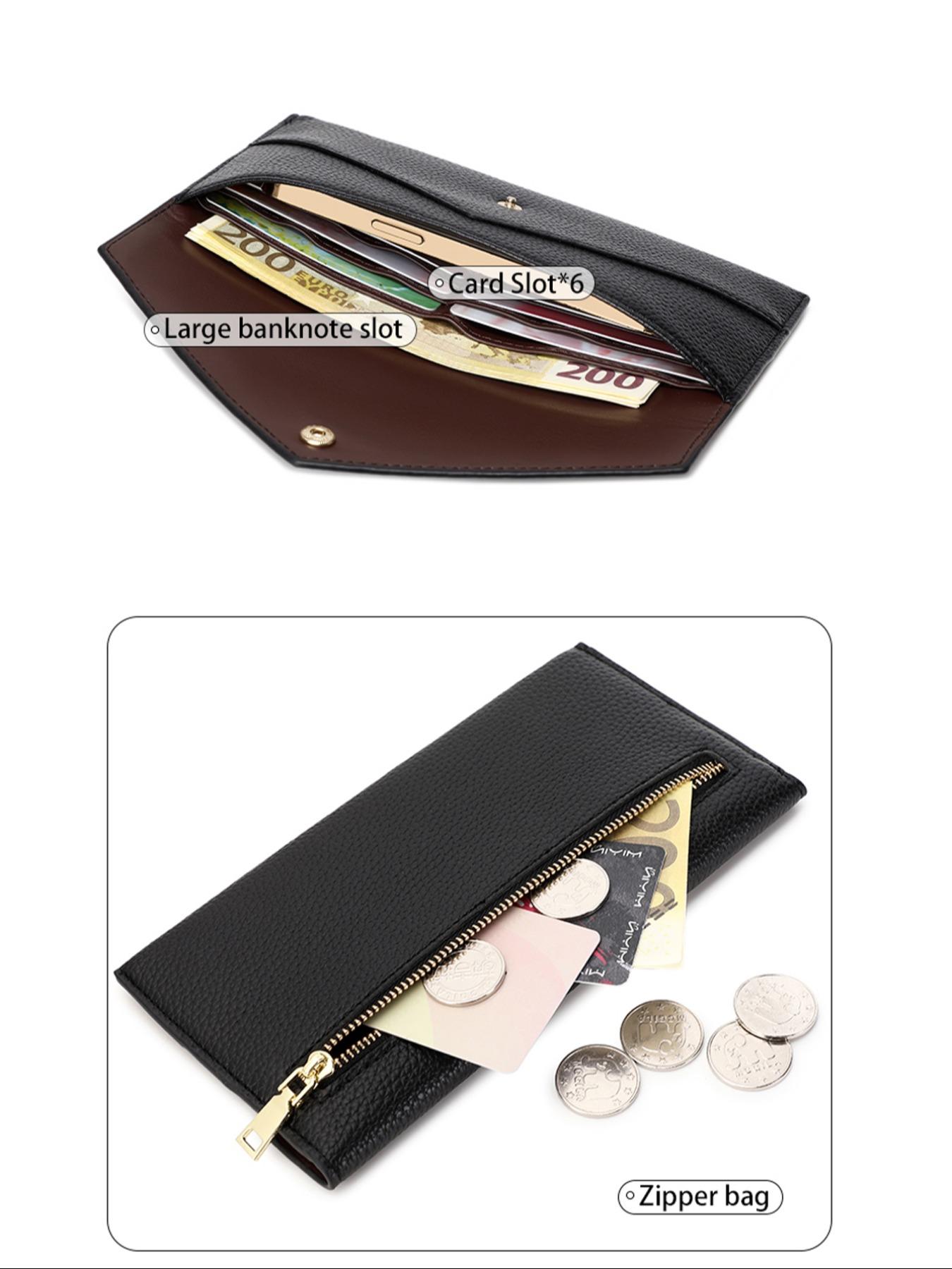 Women's Elegant Solid Color Long Wallet, Fashionable PU Leather Card Holder, Casual Trendy Versatile High-quality Daily Wallet