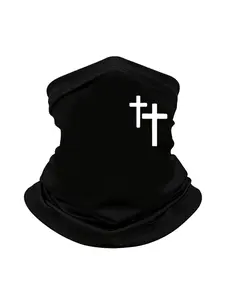 5pcs/2pcs/1pc Unisex Cross Printing Neck Gaiter Face Cover Windproof Dustproof Breathable Face Mask Scarf for Men Women Outdoor Sports Gift Hat