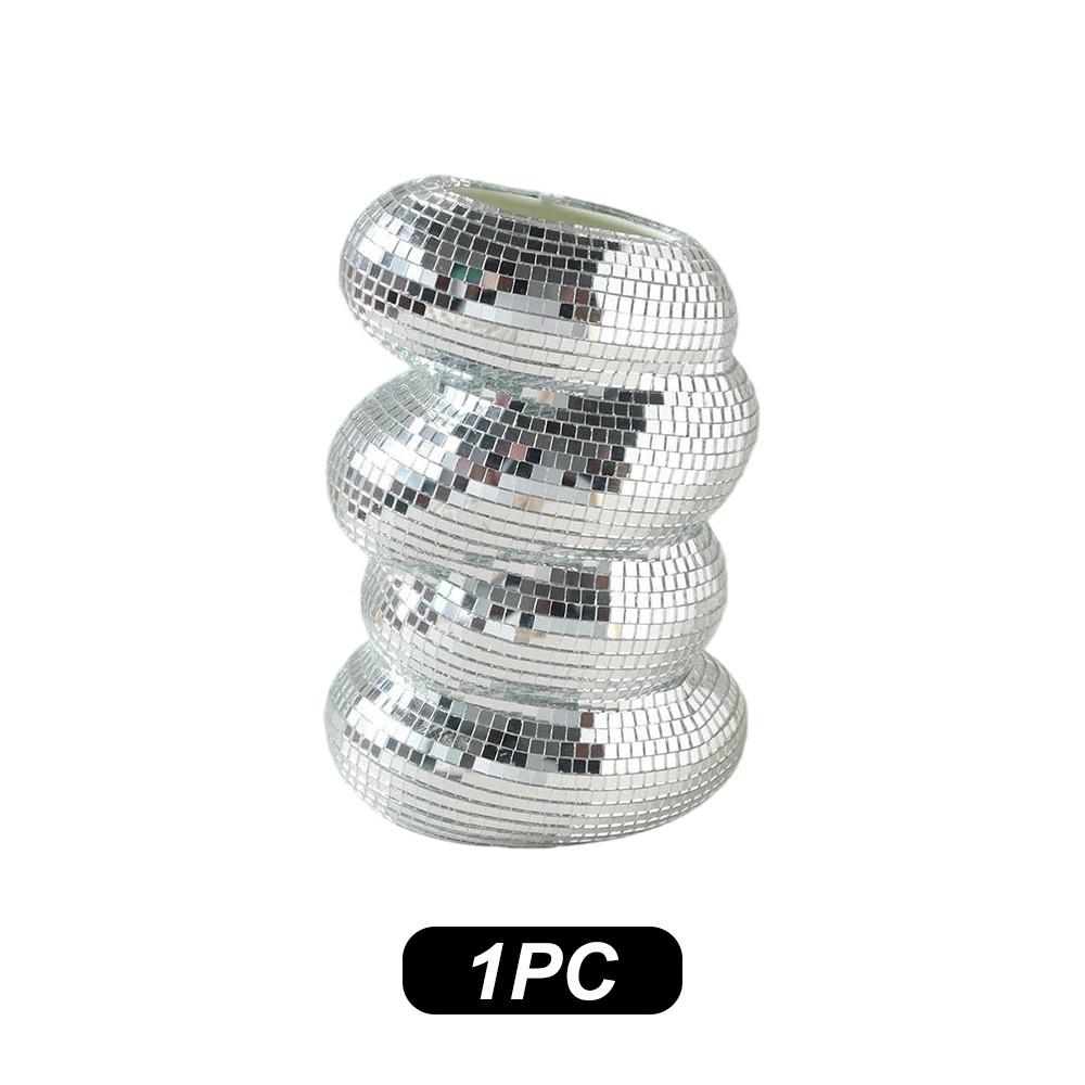 Silver Color Spiral Vase, Disco Style Decorative Vase for Flowers, Elegant Centerpiece for Home/kitchen Decoration, Stylish Floral Accessory