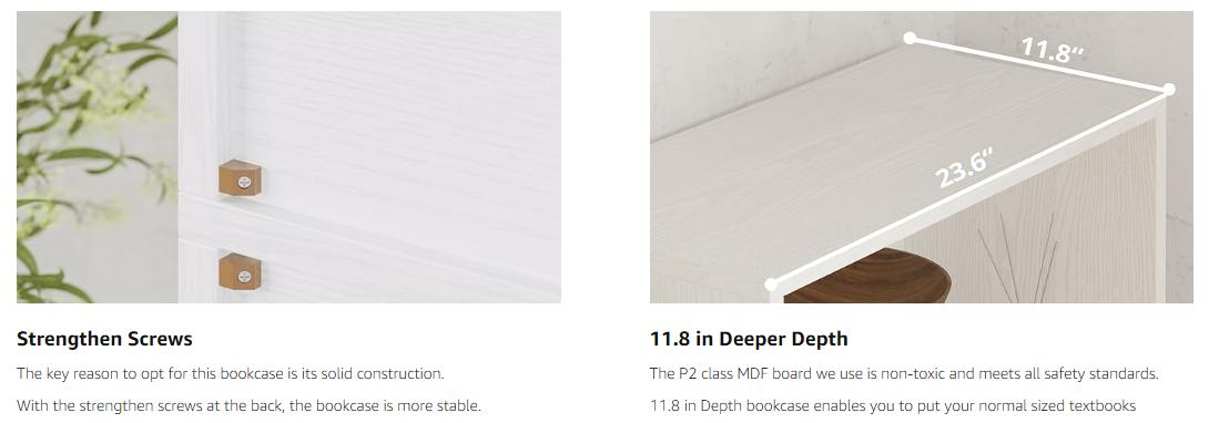 IRONCK Industrial Bookshelves and Bookcases with Doors 11.8 in Depth Floor Standing 5 Shelf Display Storage Shelves Bookcase Home Decor Furniture for Home, Office, Living Room, Bedroom