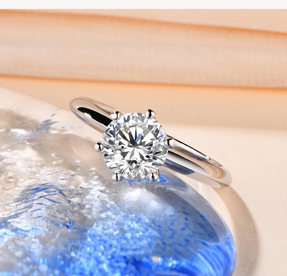 Classic Six Claw 1Ct~3Ct Synthetic Moissanite Ring  D Color VVS1 Round Brilliant Cut for Women Anniversary Party Gift R059 SpringStatements