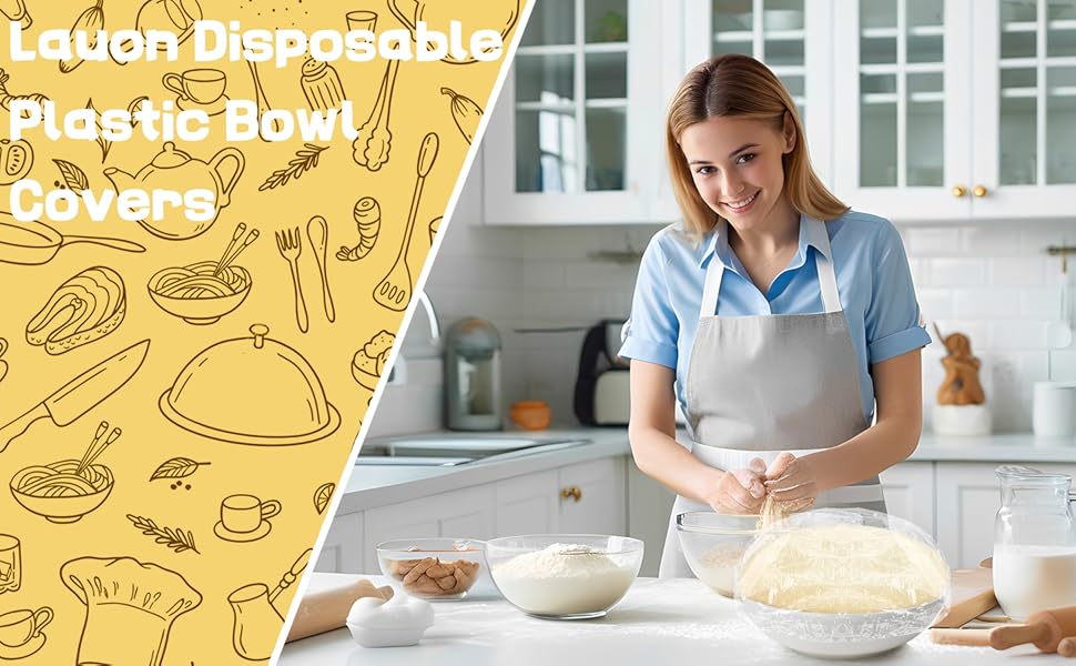 Plastic Bowl Covers for Sourdough Bread Proofing Large Disposable Elastic Food Wraps Fits 12-inch Bowls, Shower Caps for Banneton Bread Proofing Basket Plastic Food Wrap Can Covers 100 Pcs