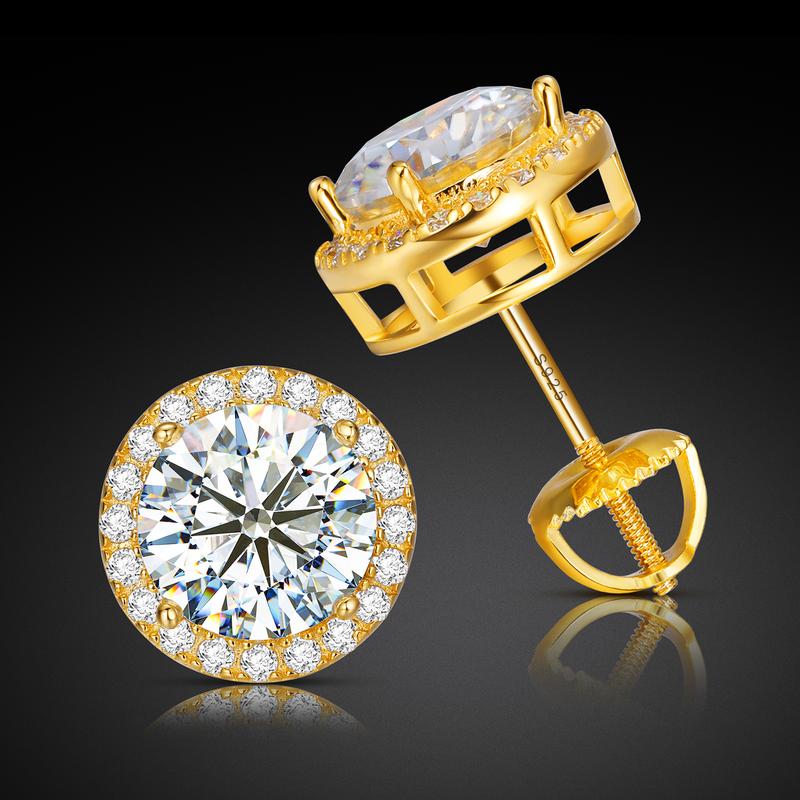 【#RRE103】UCCIYO Earring 925 Sterling Silver Synthetic Moissanite Stud Earrings for Women Men Fashion Simple Style Jewelry Gift Wedding Daily Birthday Anniversary