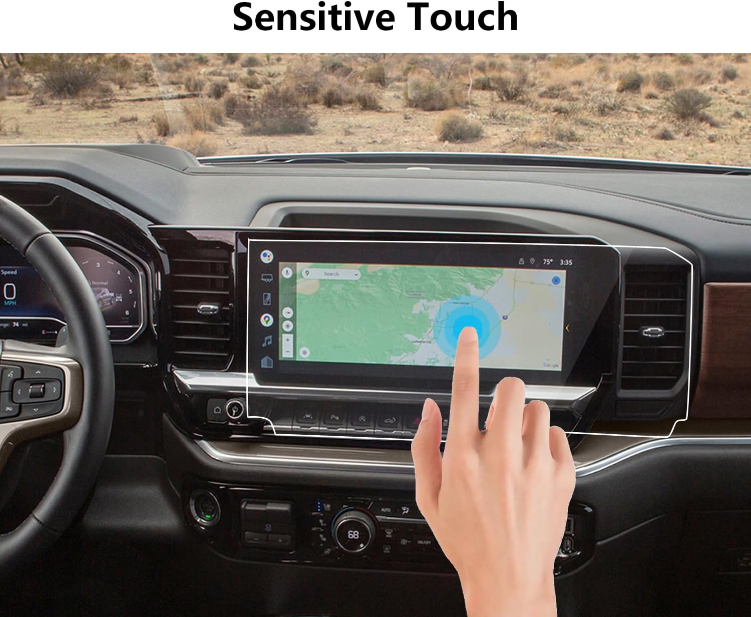 Screen Protector for Car 2025~2022 Silverado& Sierra 1500,2024 Chevy Chevrolet Silverado&GMC Sierra 2500/3500HD 13.4” GPS Screen Accessories HD 6H PET