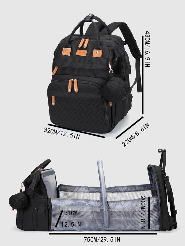 Kabaqoo Cute Multifunctional Diaper Bag Backpack with Changing Station, Large Capacity, Lightweight Foldable, Portable for Newborn Travel & Everyday SpringStatements