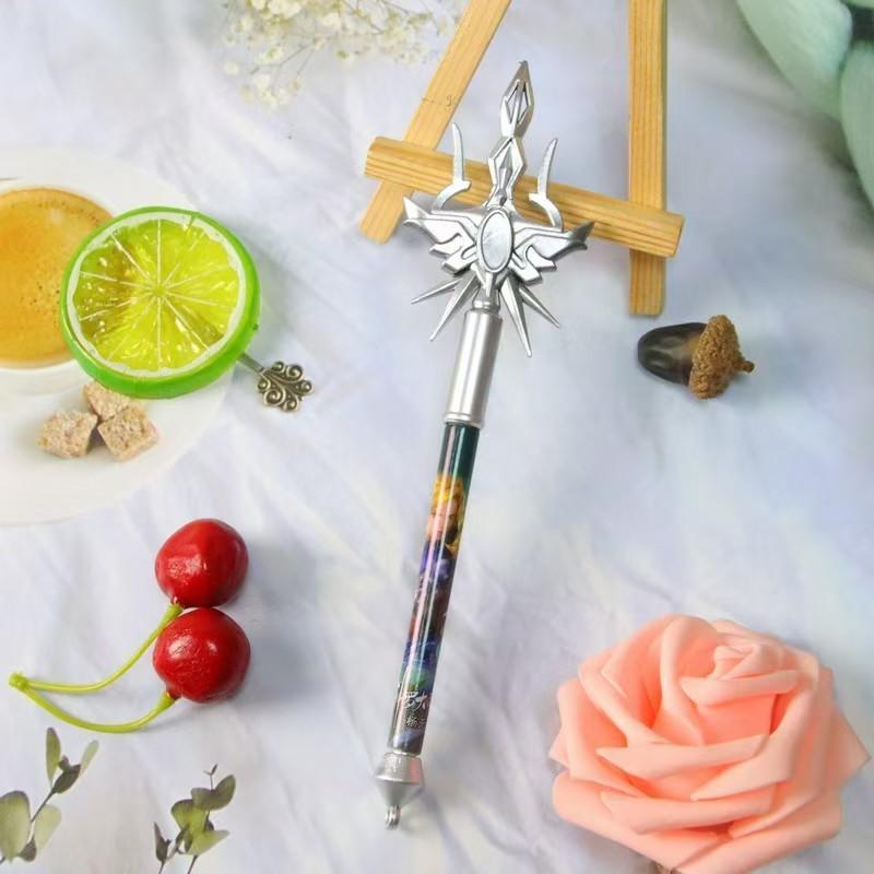 4pc Anime Weapon Design Pens, Trident Gun Ballpoint Pen, Creative Stationery Neutral Pen, Office Signature Pen, Ideal Gift for Back-To-School Season