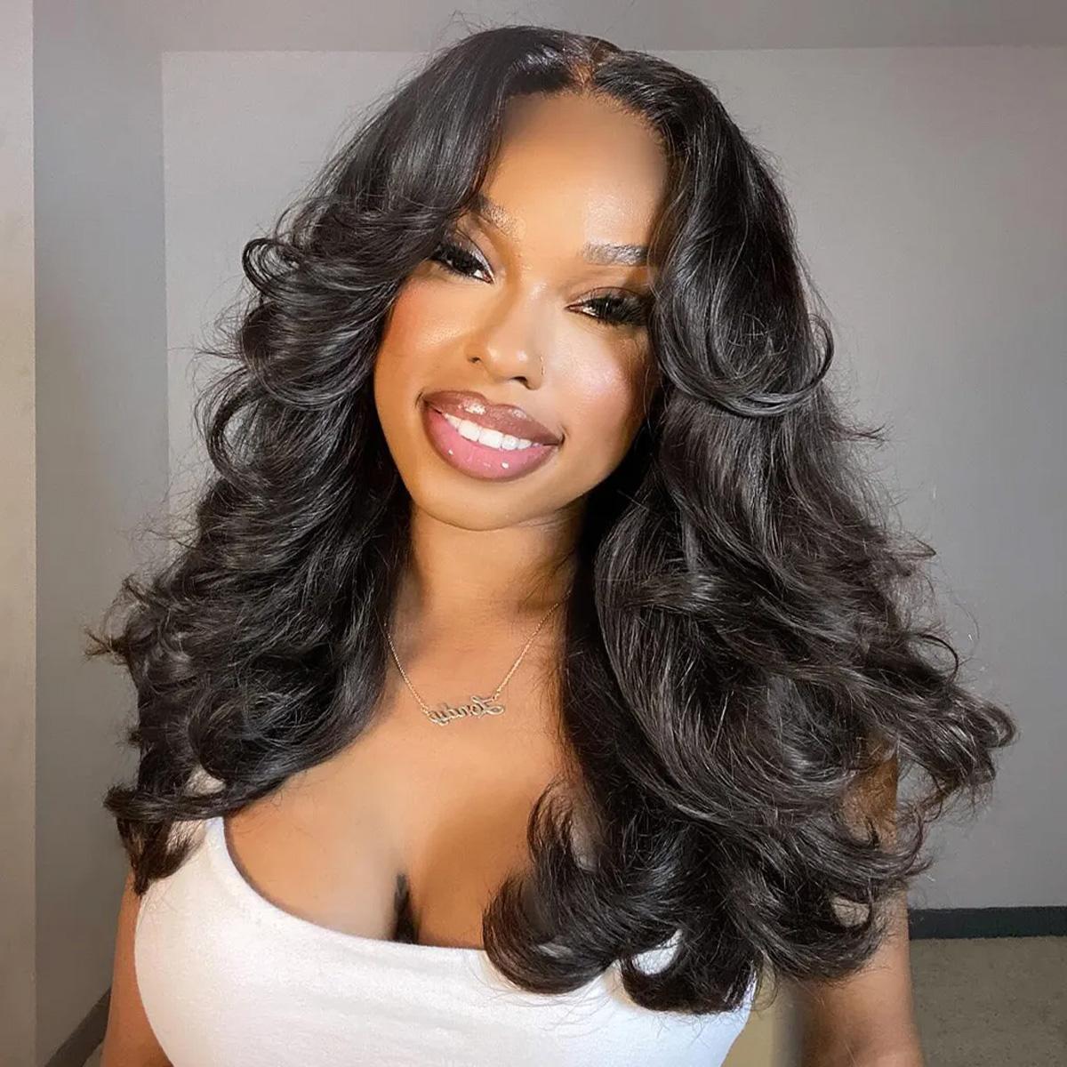 Mscoco Curtain Bangs Body Wave Human Hair Wig 6×5 Ready To Go Glueless Hd Lace Wig Face-Framing With Layers