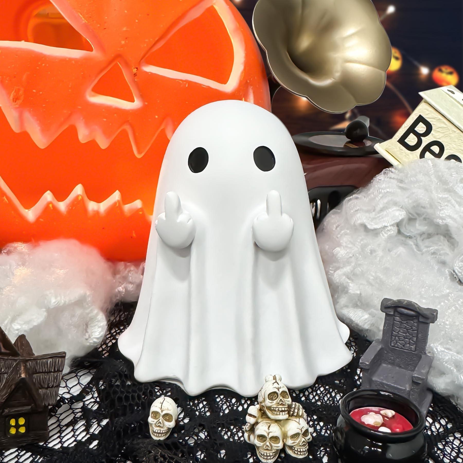 Halloween Ghost Statue Decoration, 3 Inch (approximately 7.6 Cm), Cute Ghost Figurine for Home Office Desk Decor, Indoor Small Size