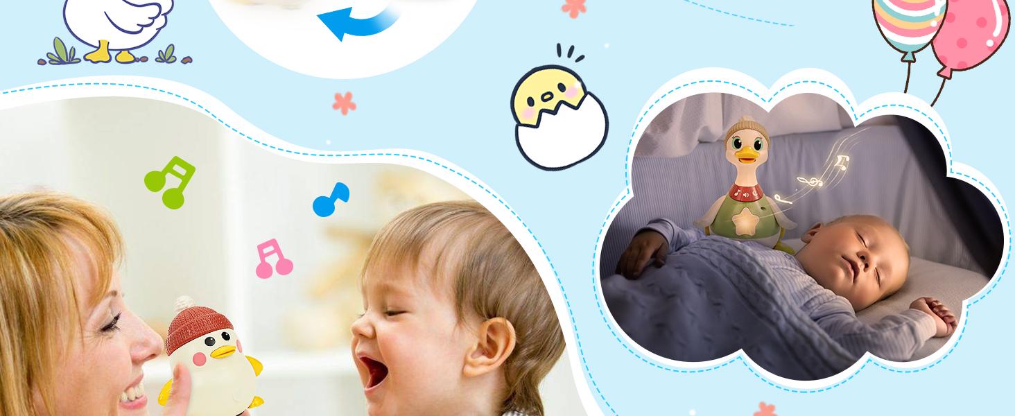HOLA Musical Light Up 3 Pack Crawling Swinging Ducks Interactive Baby Toy with Exploration Motor Activities Developmental Tummy Time, Christmas Gifts, Sensory Stimulation Infant Toddler Toy Set for 1-3 Years Newborn Cute Gifts