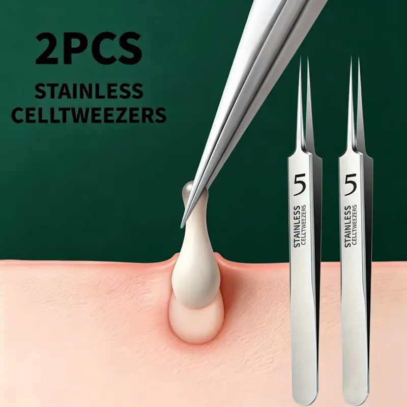 Two box of professional precision ultra-fine blackhead pliers, with high-hardness anti-rust stainless steel extractor, providing comfortable and powerful grip, suitable for facial hair, beard trimming and home skin care.