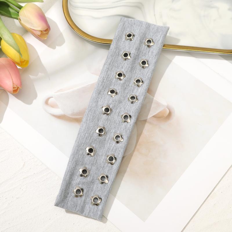 AWAYTR Punk Y2k Flower Hollow Out Grommet Wide Headbands for Women Elastic Head Bands Girls Fashion Grunge Stretchy Hair Band Hair Accessories