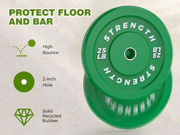 2-inch Olympic Weight Plates,- Low Noise & Floor Protection , 10lb to 45lb Weights for Strength Training, Weightlifting, Crossfit, Weight Plate for Barbell