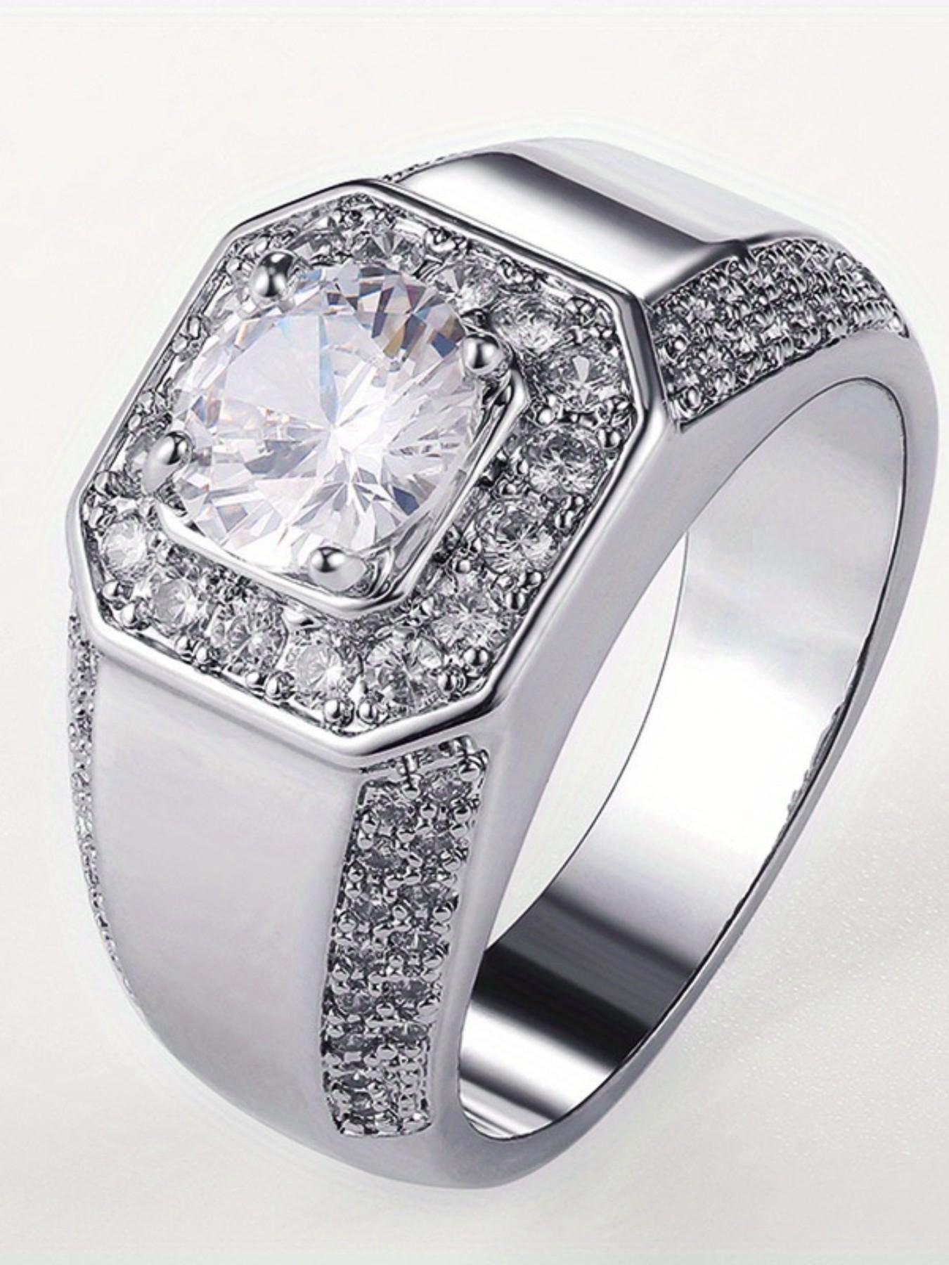 Men's Engagement Ring Fashion Business Alloy Zirconia Decorated, Daily ...