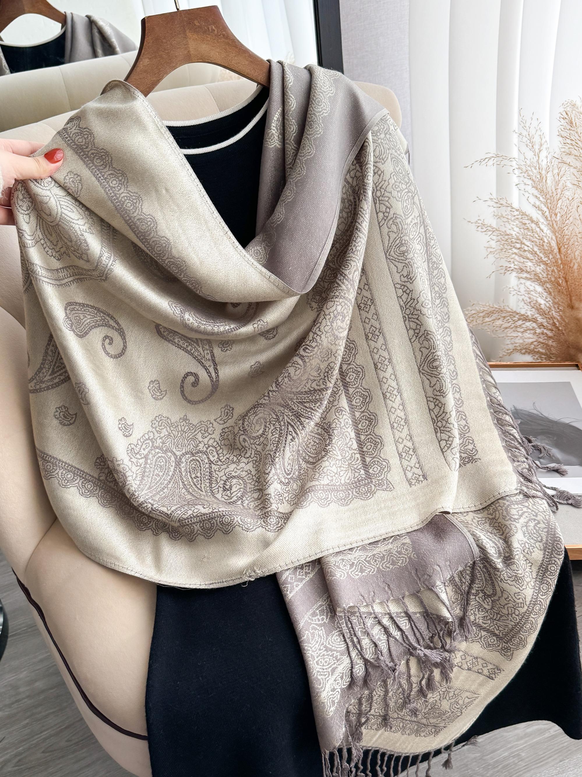 Women's Boho Style Paisley Print Long Scarf, Casual Trendy Tassel Design Shawl for Daily Wear, Fashion Accessories for Women & Girls