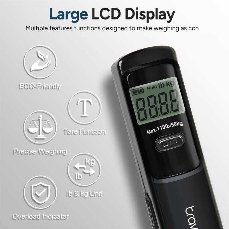 Travel Inspira Luggage Scale Battery-Free, Travel Essentials, Digital Weight Scales, Portable Handheld Digital Scale, Scale for Luggage Suitcase, Travel Accessories, 110lbs/50kg