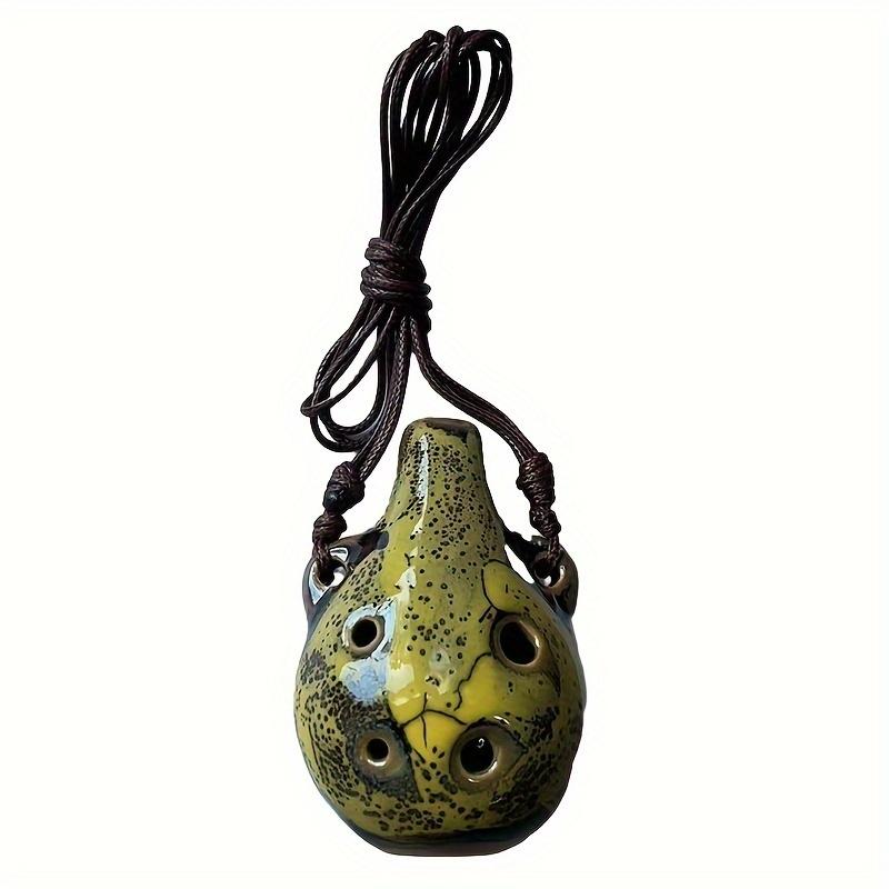 A Six-Hole Ceramic Ocarina - Vintage Style Six-Hole Mini Ocarina, Portable Mini Musical Wind Instrument with Adjustable Lanyard, Available in Purple/Red/Green/Blue/Yellow, Ideal for Music Lovers and Beginners, Musical Instruments