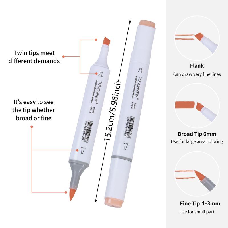 Dual Tip Marker Pen Set, 30/60/80/168 Colors Alcohol Soft Brush Markers, Art Markers for Lettering Cards Drawing Coloring Illustrations