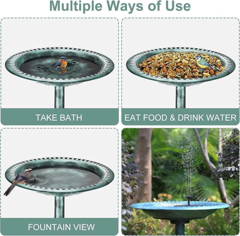 AlSITIN Outdoor Garden Vintage Bird Bath with Two Little Bird Decorations, Weather Resistant Polyresin, 30 Inch-Backyard Expressions