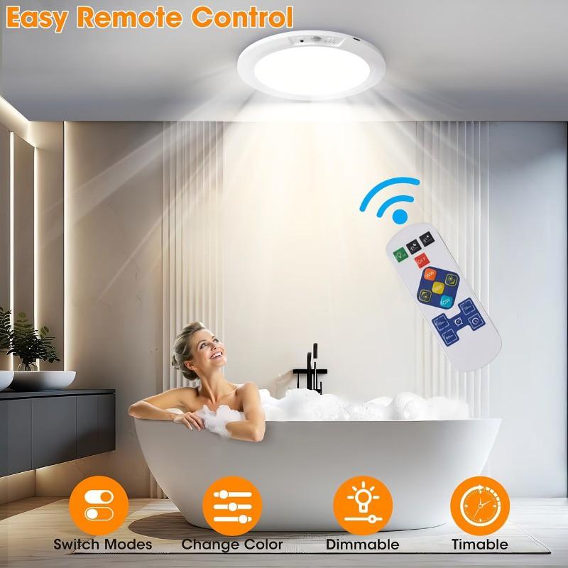1pc/2pc/4pcs Charging Ceiling Light, Wireless Installation, Motion Sensor, Remote Control, 3-Color Dimming, 8000mah Battery, for Bedroom, Hallway, Staircase, Bathroom