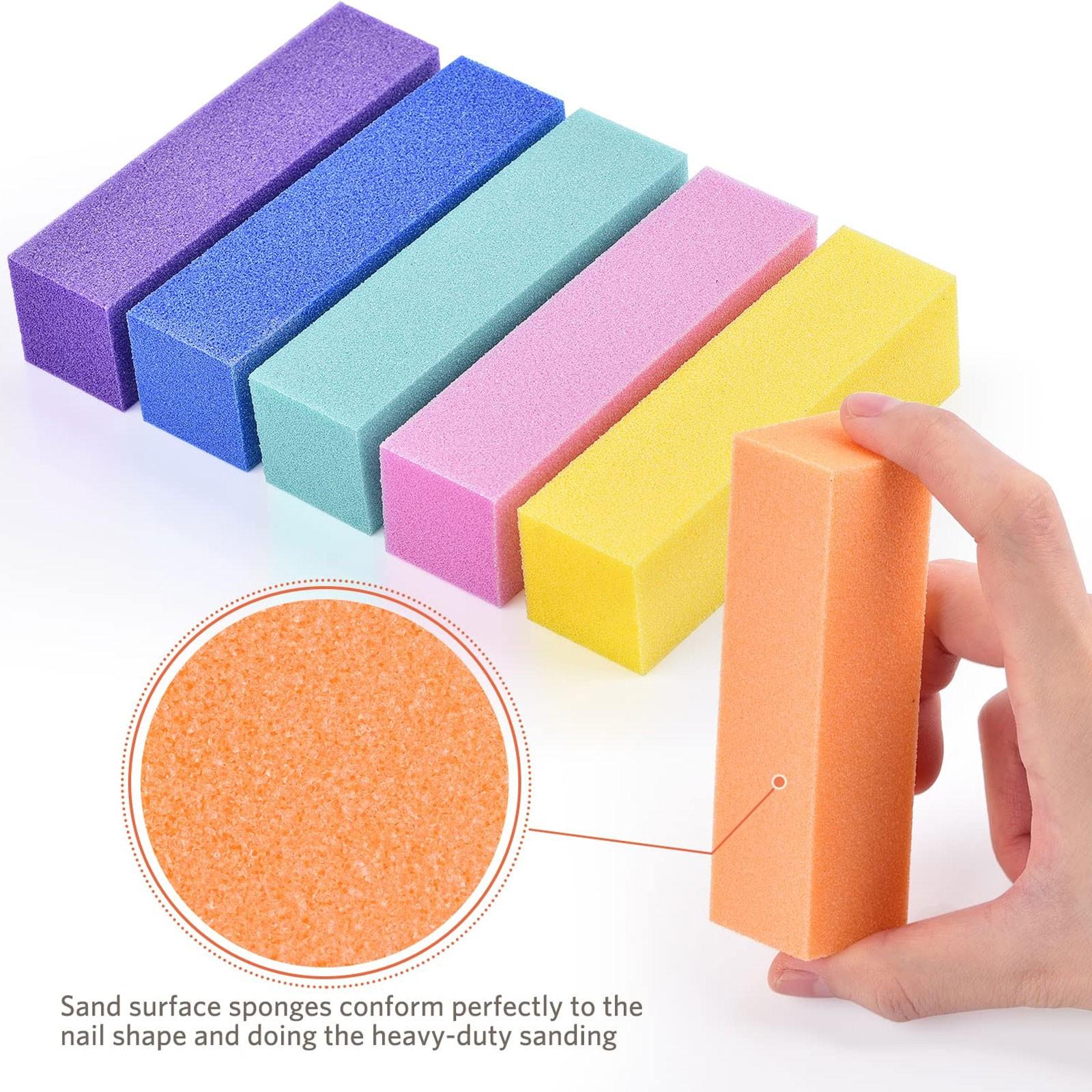 Nail Files and Buffer, SylviaNails Professional Manicure Tools Kit Rectangular Art Care Buffer Block Tools 100 180 Grit 12 pcs(Multicolor)