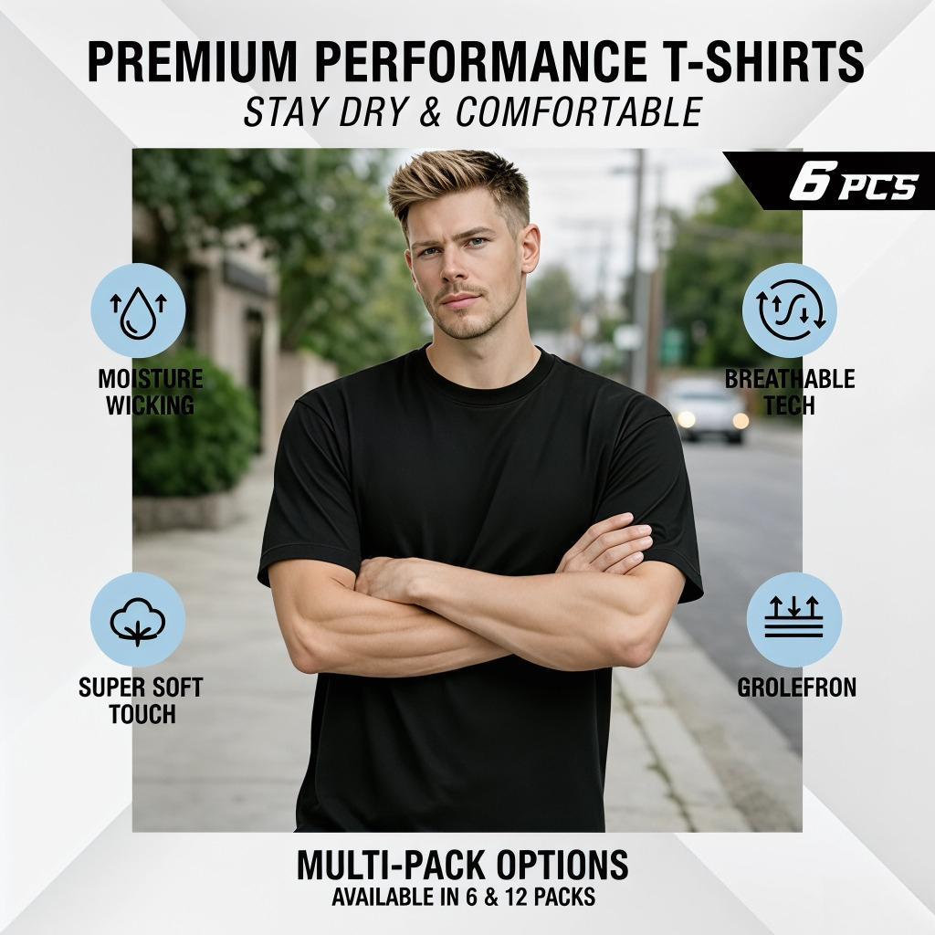 12-Pack $39.98  The more you buy,the lower the price. Stock up! Men's Black Crew Neck T-Shirt,Short Sleeve,Comfort Fit undershirts basic T-shirt Cotton Blend Basic Tee Easy Care Durable  Menswear Top outdoorfun