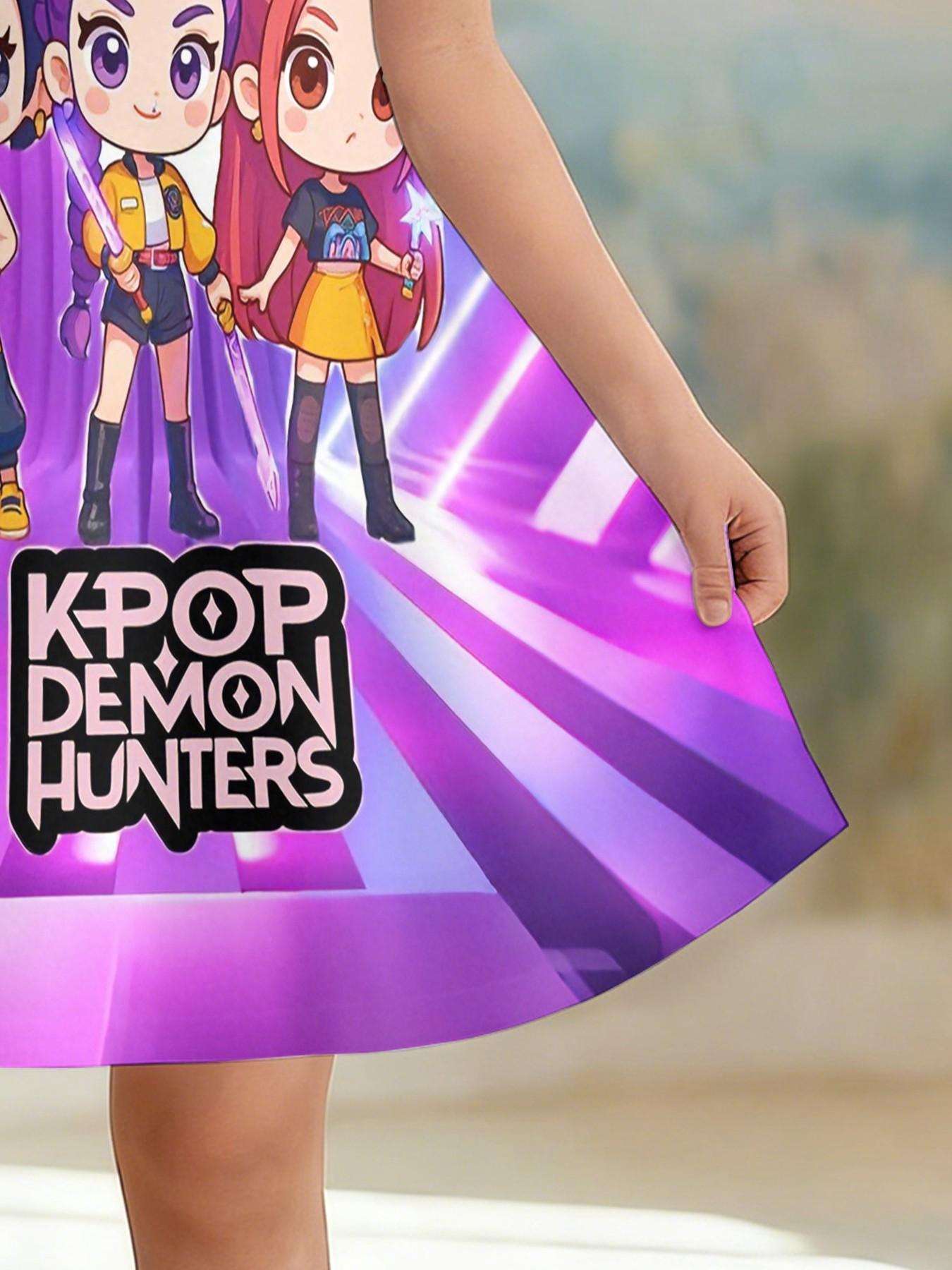 K-Pop Demon Hunters Cartoon Dress, Child Stage Style Casual Dress, Fashion Outdoor Sports, Birthday Gift, Festival Gift