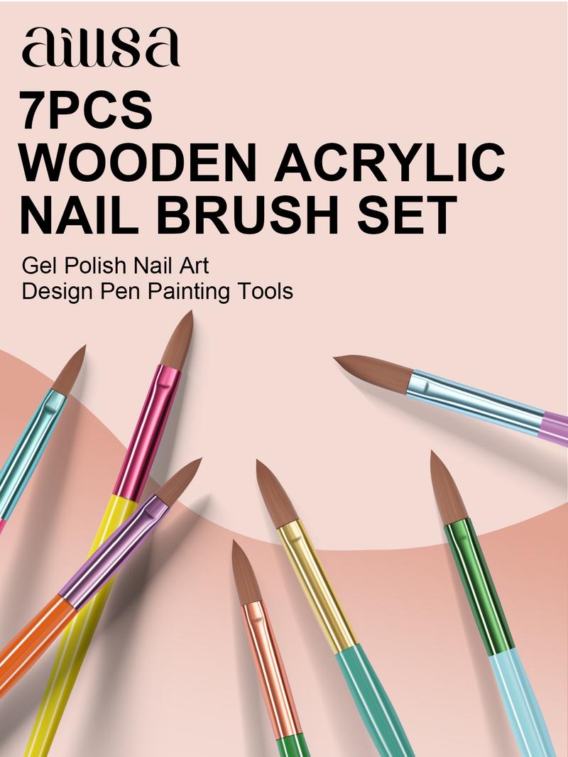 Aillsa Acrylic Nail Brush Set, 3/7pcs 3D Nail Carving Manicure Tool for Home & Salon Use, Acrylic Powder Brush Pen DIY Size 4/6/8/10/12/14/16 Nail Art Extension Helloween/Christmas Gift for Women